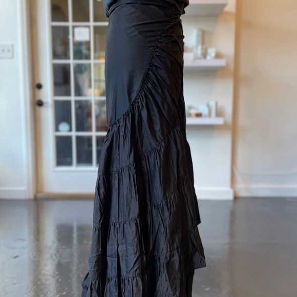 Brazeau tricot silk wrap flamenco  Black Tiered Skirt new one size - Picture 3 of 4